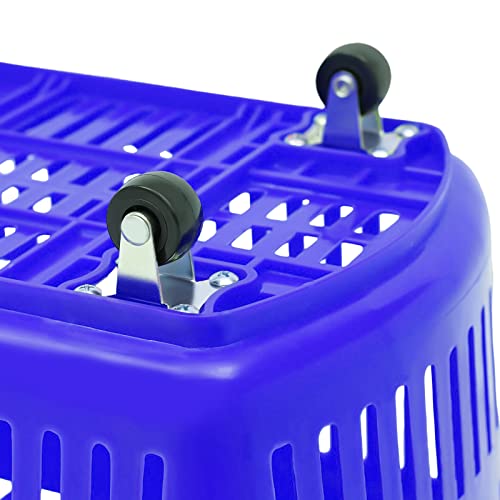 Bacacoo Plastic Shopping Carts, 6 Trolley Rolling Shopping Baskets, 35l Shopping Trolley With Handles, Portable Shopping Basket Set In Supermarkets And Retail Stores (Blue)