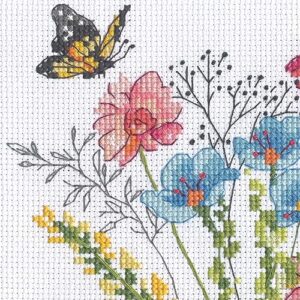 Dimensions Butterflies and Wildflower Vases Counted Cross Stitch Kit, Multicolor 4 Piece