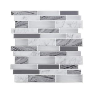 tack tile peel & stick vinyl backsplash gray mixed mosaic (pack of 3)