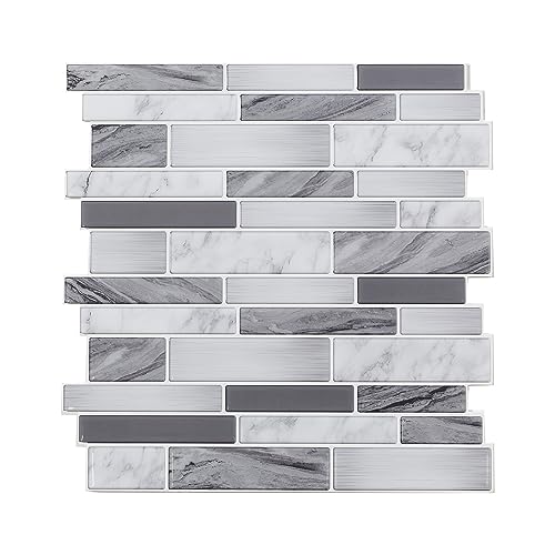 Tack Tile Peel & Stick Vinyl Backsplash Gray Mixed Mosaic (Pack of 3)