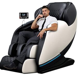 wawinds massage chair full body recliner - zero gravity with heat and shiatsu massage foot massage office chair lcd touch screen display bluetooth speaker airbags foot rollers (white)