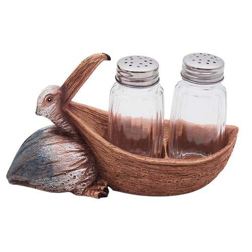 Pelican Salt and Pepper Set Holder, Nautical Décor, Shakers Included, 7 Inches