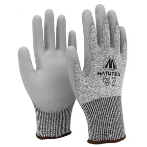 matutex 12 pairs cut resistant work gloves firm grip a4 polyurethane coated | safety gloves cut proof | construction, kitchen (l)