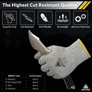 Matutex 12 Pairs Cut Resistant Work Gloves Firm Grip A4 Polyurethane Coated | Safety Gloves Cut Proof | Construction, Kitchen (L)