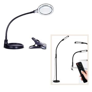 brightech lightview pro flex 2 in 1 magnifying desk lamp, 2.25 + brightech vista 3-in-1 desk lamp for living rooms, led floor lamp, tall lamp with remote control, work light for documents, standing la