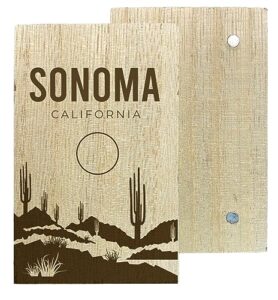 sonoma california souvenir 2" x 3" engraved wooden fridge magnet cactus desert design single