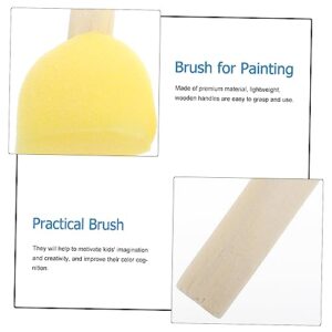 Drawing Sponge 28pcs Head Paint Brushes Painting Supplies for Round Sponge Foam Brush Set DIY Painting Tools Paint Cup Wooden Yellow Practical Brush Coloring Brush Round