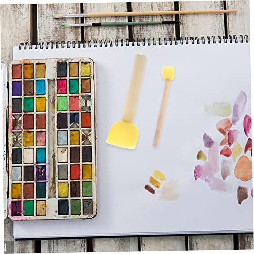 Drawing Sponge 28pcs Head Paint Brushes Painting Supplies for Round Sponge Foam Brush Set DIY Painting Tools Paint Cup Wooden Yellow Practical Brush Coloring Brush Round