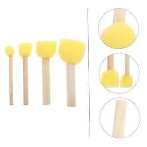 Drawing Sponge 28pcs Head Paint Brushes Painting Supplies for Round Sponge Foam Brush Set DIY Painting Tools Paint Cup Wooden Yellow Practical Brush Coloring Brush Round