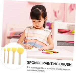 Drawing Sponge 28pcs Head Paint Brushes Painting Supplies for Round Sponge Foam Brush Set DIY Painting Tools Paint Cup Wooden Yellow Practical Brush Coloring Brush Round