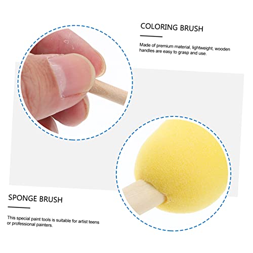 Drawing Sponge 28pcs Head Paint Brushes Painting Supplies for Round Sponge Foam Brush Set DIY Painting Tools Paint Cup Wooden Yellow Practical Brush Coloring Brush Round