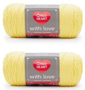 red heart with love daffodil yarn - 2 pack of 198g/7oz - acrylic - 4 medium (worsted) - 370 yards - knitting/crochet