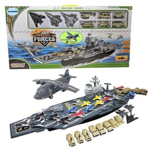 toy aircraft carrier army men with cargo plane 18 warplane fighter jets and 6 extra military vehicles