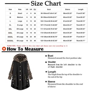 YRAETENM Womens Winter Coats Long Sleeve Button Down Overcoats Plush Warm Soft Hooded Outwear Leopard Print Fall Jackets