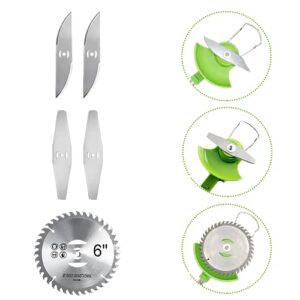 5Pcs Cordless Weed Wacker Replacement Blade - Blade Weed Eater Replace Blades- Carbide Blade Brush Cutter Grass Trimmer Weed Eater Blade for Electric Lawn Trimmer Set - Lawn Mower Accessories