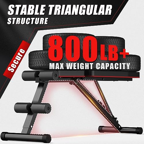 Yagud Weight Bench Press, Adjustable Workout Benches for Home Gym Dumbbell Exercise, 800 LB Stable Incline Decline Bench for Full Body Workout, 2 Sec Fast Folding Strength Training Sit up Bench