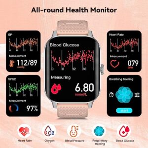 Smart Watches for Women,100+ Sport Modes Fitness Watch with Health Blood Pressure Monitor, Step Calorie Counter, Sleep Tracker, 2.02'' Touch Screen Bluetooth Digital Watch for Android iOS Compatible