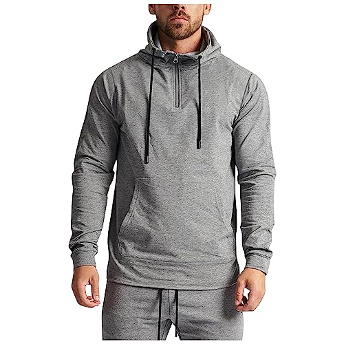 Mens Hooded Sweatshirt, Mens Black Hoodie Hoodies for Men Sweatshirts Camo Hoodies Sherpa Lined Pop Up Hoodie Bear Men Fear Of God Fleece Pullover Striped Sweaters Hot Pink Hoodie Gray,L