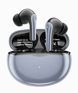 geektop wireless earbuds, 60h playtime bluetooth headphones built in noise cancellation mic with charging case, stereo sound in-ear ear buds for iphone/android and pods