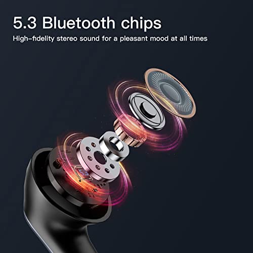 GEEKTOP Wireless Earbuds, 60H Playtime Bluetooth Headphones Built in Noise Cancellation Mic with Charging Case, Stereo Sound in-Ear Ear Buds for iPhone/Android and Pods