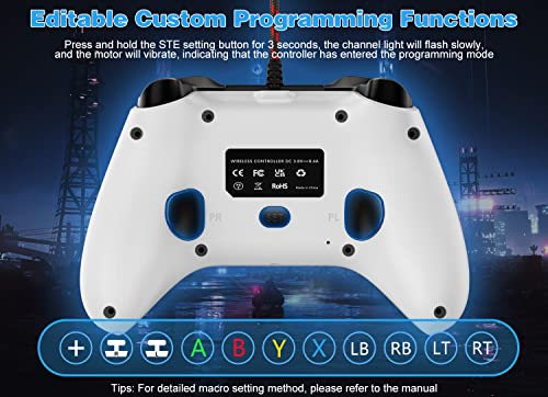 2 Pack Wired Controller Compatible with Xbox One S/X, Xbox Series X/S Windows 10/11 PC Gaming Controller with Audio Jack & Volume Button/Turbo/Macro/Motion Control & Dual Shock (White+Green)