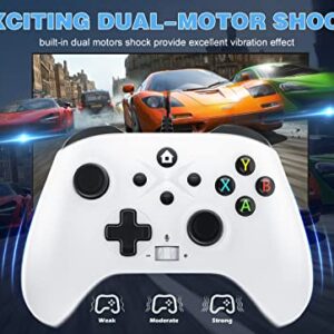 2 Pack Wired Controller Compatible with Xbox One S/X, Xbox Series X/S Windows 10/11 PC Gaming Controller with Audio Jack & Volume Button/Turbo/Macro/Motion Control & Dual Shock (White+Green)