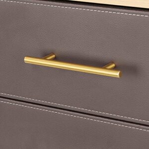 GAJUST Two-Drawer Bedside Table with Adjustable Legs and Gold Handle