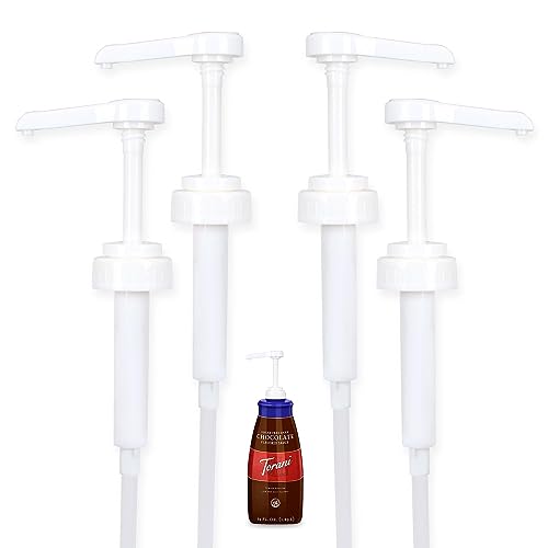 Sauce Pump Fit for Torani 64 Ounce Bottles, Syrup Pump Dispenser for Chocolate Caramel Sauces Sauce Pump Dispenser for Ghirardelli Bottles (4 Packs)