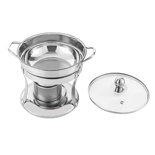 LGXSHOP Set Of 4 Small Stainless Steel Fondue Pots Silver Warming Tray Round Warming Pan With Lid, Suitable For Single Person Fondue Catering Event Parties