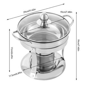 LGXSHOP Set Of 4 Small Stainless Steel Fondue Pots Silver Warming Tray Round Warming Pan With Lid, Suitable For Single Person Fondue Catering Event Parties