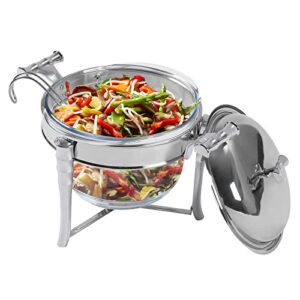 lgxshop chafing dish buffet set glass dish server stainless steel frame chafing dishes food warmer with soup ladle for parties (4qt)
