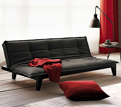 yoyomax Convertible Sofa Bed Couch-Futon Sofa Bed,Breathable Fabric Folding Sofa Bed Easy to Clean-Ideal for Bedroom, Living Room, Apartment and Office-Compact Design for Spacing Saving-Black