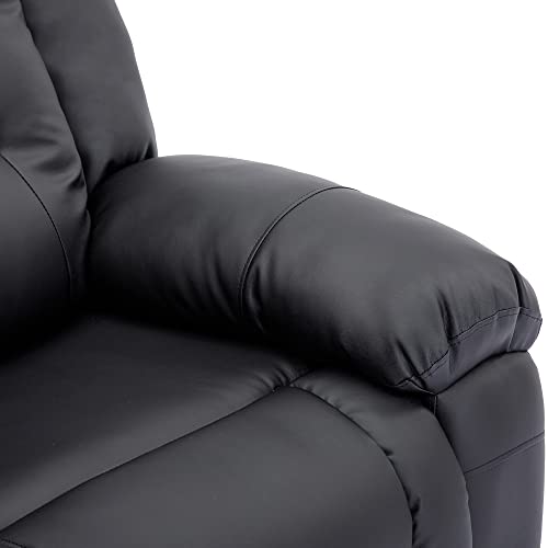 ERYE Faux Upholstered Manual Motion Seaters 2 Cup Holders and Two Recliner Chaise, Wall Hugger Sofa & Couch for Home Theater Apartment RV Living Room Furniture Sets, Black PU Leather 77.9" W