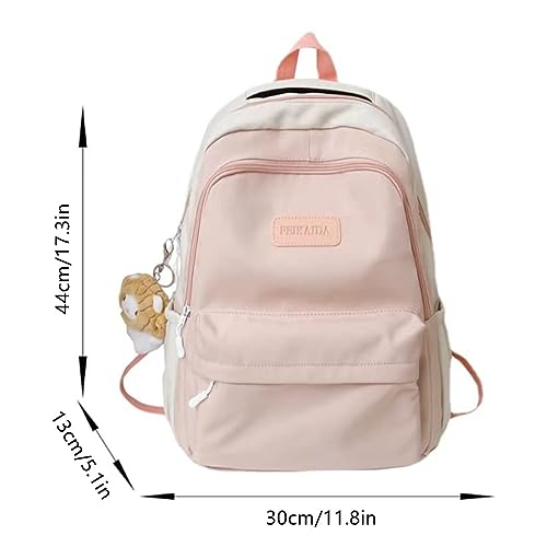 ZEnaha Cute Aesthetic Backpack Kawaii Backpack Classic Backpack for Women Laptop Bag Preppy Large-capacity Stitching Backpack (Pink)