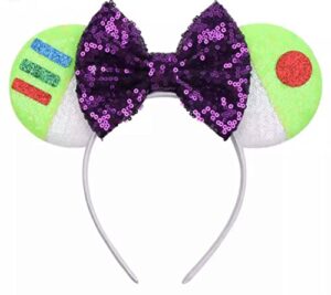 cl gift buzz light year minnie ears,pick your color, toy story minnie ears, floral minnie ears, purple sparkle mouse ears (buzz)