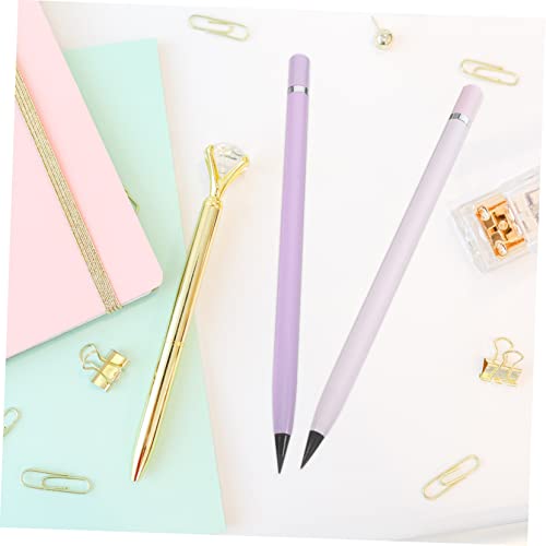 STOBOK Everlasting Pencil stylus signature pens inkless pen funny pens for fun for everlasting with eraser metal paint brushes handwriting 2Pcs Erasable Signing Pen
