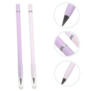 STOBOK Everlasting Pencil stylus signature pens inkless pen funny pens for fun for everlasting with eraser metal paint brushes handwriting 2Pcs Erasable Signing Pen