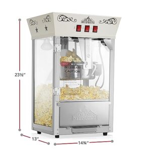 Olde Midway Movie Theater-Style Popcorn Machine Maker with 8-Ounce Kettle - Cream, Vintage-Style Countertop Popper