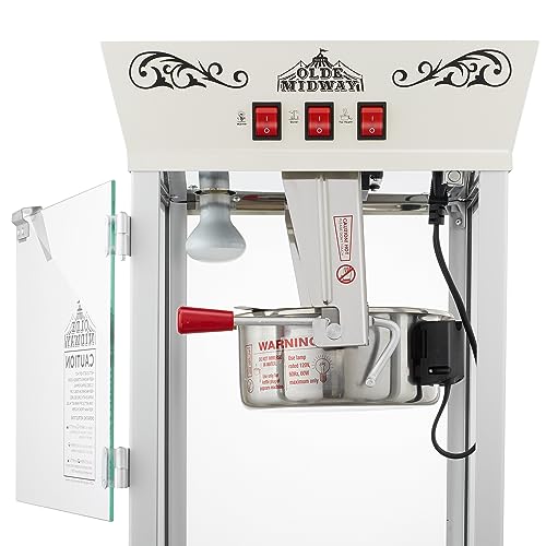 Olde Midway Movie Theater-Style Popcorn Machine Maker with 8-Ounce Kettle - Cream, Vintage-Style Countertop Popper