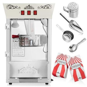 Olde Midway Movie Theater-Style Popcorn Machine Maker with 8-Ounce Kettle - Cream, Vintage-Style Countertop Popper