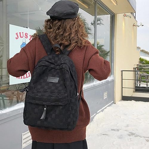 Aesthetic Backpack for Women Cute Backpack Kawaii Backpack Big Vans Backpack Lightweight Classic Basic Backpack (Black)