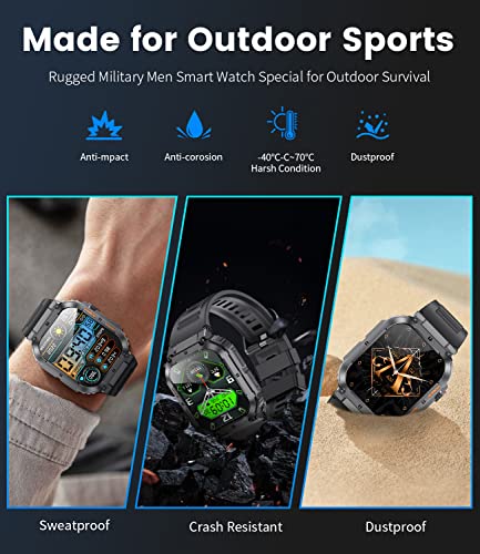 LIGE Smart Watches for Men Make Calls with 1.96in IPS Big Screen 400mAh Long-Lasting Battery IP68 Waterproof Fitness Tracker Heart Rate Blood Oxygen Android iPhone Tactical Smartwatch for Men