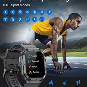 LIGE Smart Watches for Men Make Calls with 1.96in IPS Big Screen 400mAh Long-Lasting Battery IP68 Waterproof Fitness Tracker Heart Rate Blood Oxygen Android iPhone Tactical Smartwatch for Men