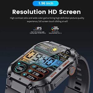 LIGE Smart Watches for Men Make Calls with 1.96in IPS Big Screen 400mAh Long-Lasting Battery IP68 Waterproof Fitness Tracker Heart Rate Blood Oxygen Android iPhone Tactical Smartwatch for Men