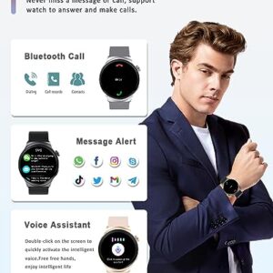 FILIEKEU Smart Watch for Men Women 1.5 Inch Screen Blood Pressure Oxygen Sleep Monitor Bluetooth Call Smart Watches IP68 Waterproof Fitness Tracker Smartwatch for Android iPhone Gold