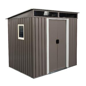 RITSU 6FT x 5FT Outdoor Storage Shed with Sheds & Outdoor Storage Clearance,Metal Tool Shed with Lockable Door,Shutter Vents and Waterproof Pent Roof for Backyard Patio Lawn, Grey