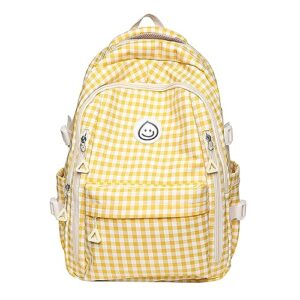 qyrno plaid backpack kawaii backpack with cute accessories cute backpack aesthetic backpack diy backpack