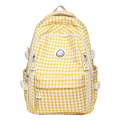 Qyrno Plaid Backpack Kawaii Backpack with Cute Accessories Cute Backpack Aesthetic Backpack DIY Backpack