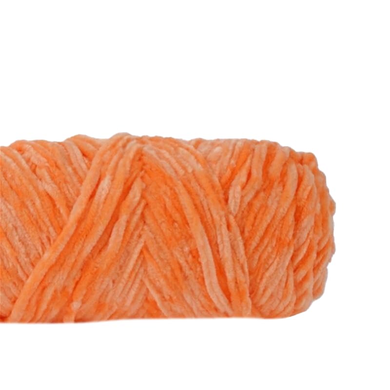 DIY Pleuche Chenille Yarn Gold Luster Velvet Knitting Sewing Material Woven for Scarf/Sweater/Doll 100g 180m (Orange)