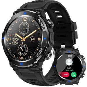 smart watches for men, 1.32" military watches men, ip68 waterproof with bluetooth call, smart watches for men outdoor with heart rate, blood oxygen and sleep monitor compatible with iphone android